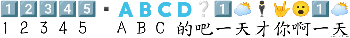 “12345 Abc的吧一天才你啊一天”转爲emoji表情符号 《国语字典》📘 